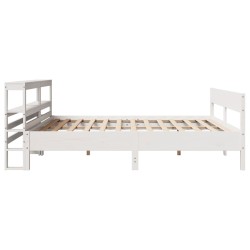 Cadre de lit sans matelas blanc 200x200 cm bois massif de pin 