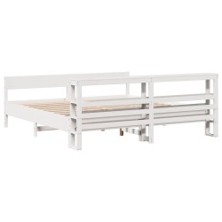 Cadre de lit sans matelas blanc 200x200 cm bois massif de pin 