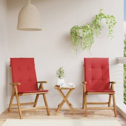 Chaises de jardin inclinables lot de 2 et coussins teck massif 