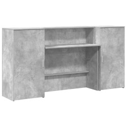 Bureau de réception gris béton 200x50x103,5cm bois d'ingénierie 