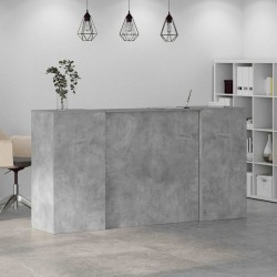 Bureau de réception gris béton 200x50x103,5cm bois d'ingénierie 