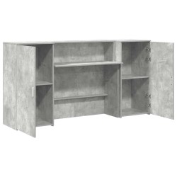 Bureau de réception gris béton 200x50x103,5cm bois d'ingénierie 
