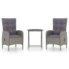 Ensemble de bistro de jardin 3 pcs Résine tressée et verre Gris 