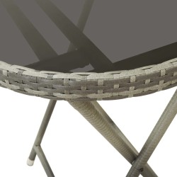 Ensemble de bistro de jardin 3 pcs Résine tressée et verre Gris 