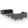 Salon de jardin 5 pcs avec coussins Résine tressée Gris foncé 