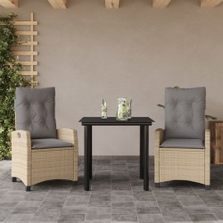 Ensemble à manger de jardin et coussins 3 pcs mélange beige 