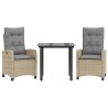 Ensemble à manger de jardin et coussins 3 pcs mélange beige 