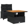 Ensemble à manger de jardin coussins 2pcs noir résine tressée 
