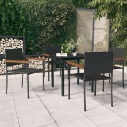 Ensemble à manger de jardin 5 pcs Noir 