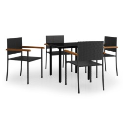Ensemble à manger de jardin 5 pcs Noir 
