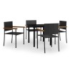 Ensemble à manger de jardin 5 pcs Noir 