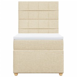 Sommier à lattes de lit et matelas Crème 90x190 cm Tissu 