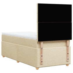 Sommier à lattes de lit et matelas Crème 90x190 cm Tissu 