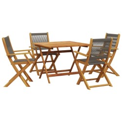 Ensemble à manger de jardin 5pcs gris polypropylène bois massif 