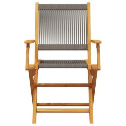 Ensemble à manger de jardin 5pcs gris polypropylène bois massif 