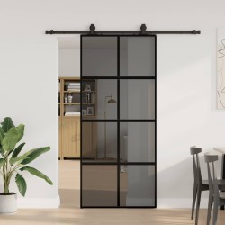 Porte coulissante avec kit de quincaillerie noir 90x205 cm 