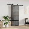 Porte coulissante avec kit de quincaillerie noir 90x205 cm 