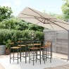 Ensemble de bar jardin 7 pcs noir poly rotin/bois massif acacia 