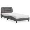 Lit avec matelas gris 90x190 cm similicuir 