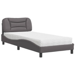 Lit avec matelas gris 90x190 cm similicuir 