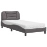 Lit avec matelas gris 90x190 cm similicuir 