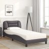 Lit avec matelas gris 90x190 cm similicuir 