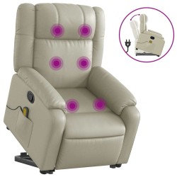 Fauteuil inclinable de massage Crème Similicuir 