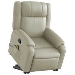 Fauteuil inclinable de massage Crème Similicuir 