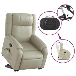 Fauteuil inclinable de massage Crème Similicuir 