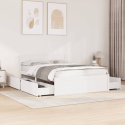 Cadre de lit sans matelas blanc 135x190 cm bois de pin massif 