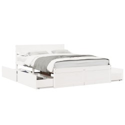 Cadre de lit sans matelas blanc 135x190 cm bois de pin massif 