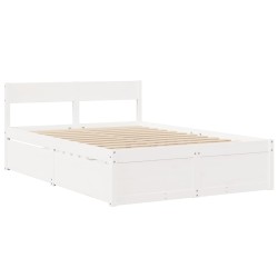 Cadre de lit sans matelas blanc 135x190 cm bois de pin massif 