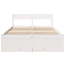 Cadre de lit sans matelas blanc 135x190 cm bois de pin massif 