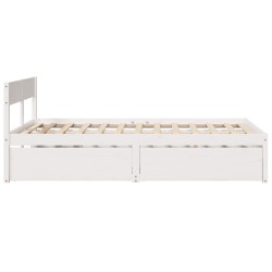Cadre de lit sans matelas blanc 135x190 cm bois de pin massif 