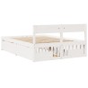 Cadre de lit sans matelas blanc 135x190 cm bois de pin massif 