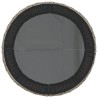 Canapé de jardin table coussins demi-rond gris résine tressée 
