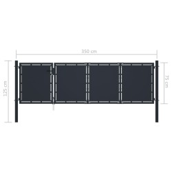 Portail de jardin Acier 350 x 75 cm Anthracite 