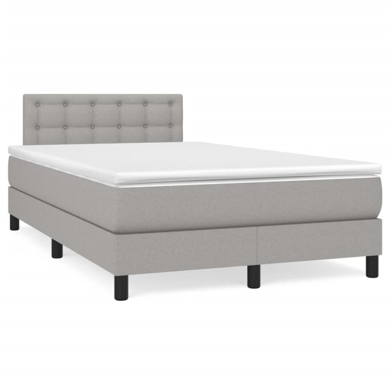 Sommier à lattes de lit et matelas gris clair 120x190 cm tissu 