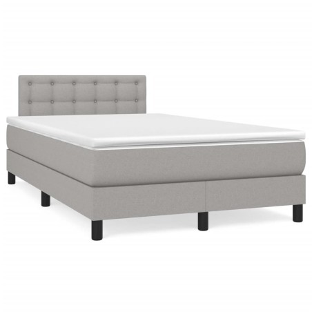 Sommier à lattes de lit et matelas gris clair 120x190 cm tissu 