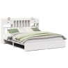 Lit bibliothèque sans matelas blanc 180x200 cm bois pin massif 