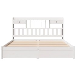 Lit bibliothèque sans matelas blanc 180x200 cm bois pin massif 