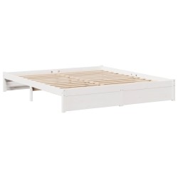 Lit bibliothèque sans matelas blanc 180x200 cm bois pin massif 