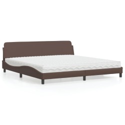 Lit avec matelas marron 200x200 cm similicuir 