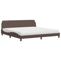 Lit avec matelas marron 200x200 cm similicuir 