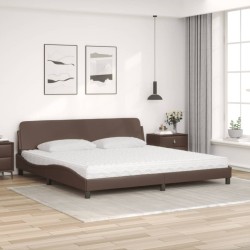 Lit avec matelas marron 200x200 cm similicuir 