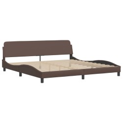 Lit avec matelas marron 200x200 cm similicuir 