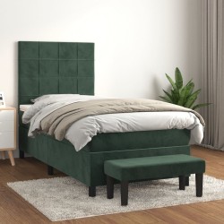 Sommier à lattes de lit et matelas Vert foncé 80x200 cm Velours 