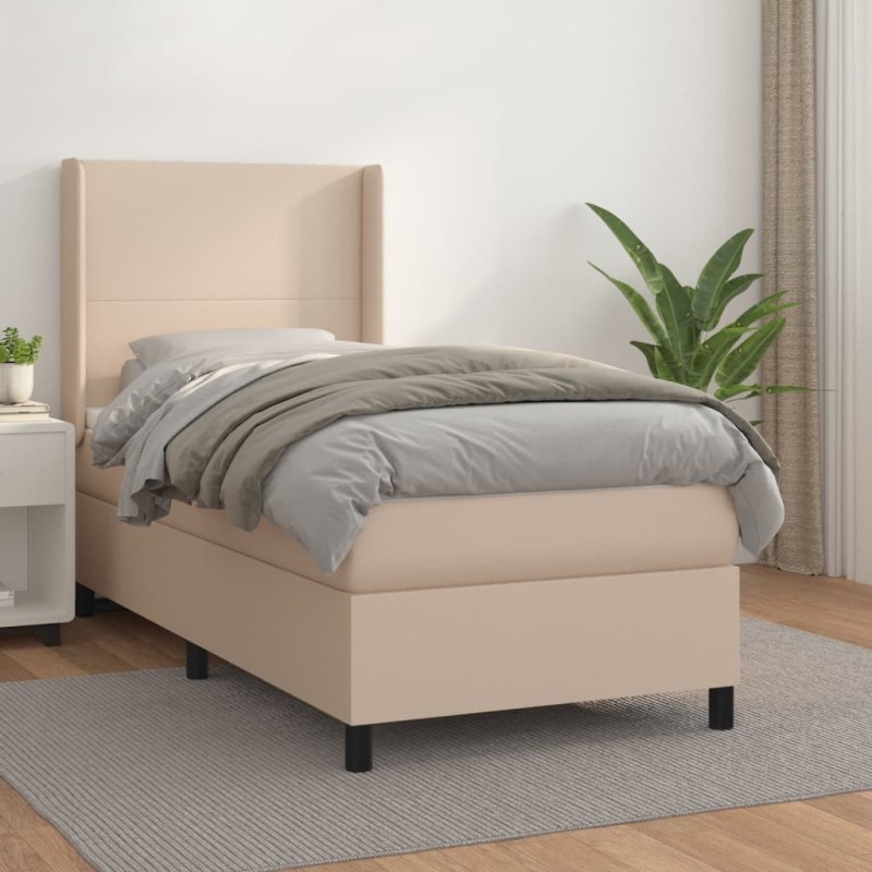 Sommier à lattes de lit avec matelas Cappuccino 90x190 cm 