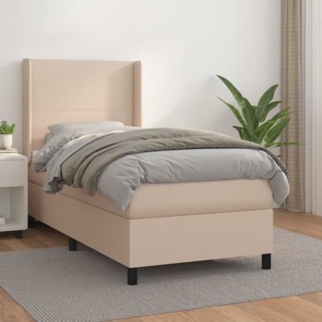 Sommier à lattes de lit avec matelas Cappuccino 90x190 cm 