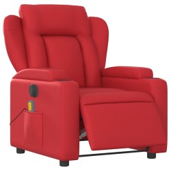 Fauteuil de massage inclinable électrique rouge similicuir 